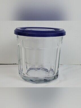 KIG Indonesia Vintage 10-Panel 12oz Glass Jar Cup w/ Lid - GUC
